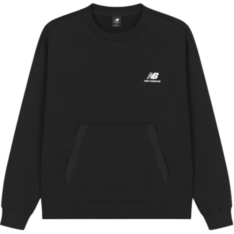 New Balance Black Pullover Hoodie with Solid Logo and Large Pocket AMT23359-BK