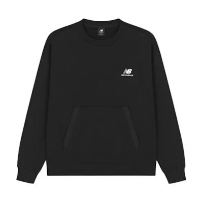 New Balance Black Pullover Hoodie with Solid Logo and Large Pocket AMT23359-BK