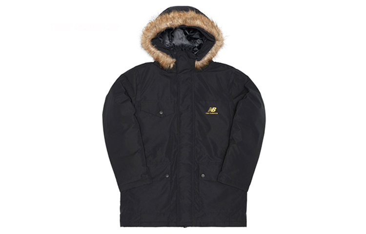 Order New Balance Black Quilted Down Coat with Hood AMJ04349-BK