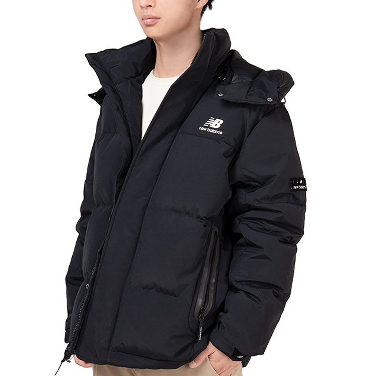Details for New Balance 黑色絎縫羽絨連帽外套 冬季穿搭 AMJ14323-BK