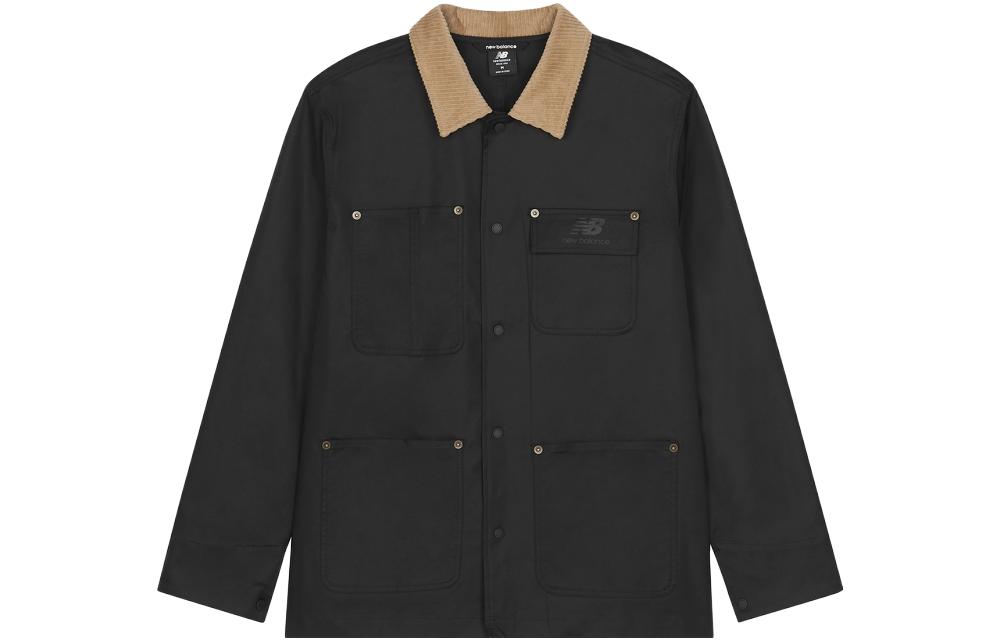 New Balance Black Retro Workwear Jacket with Multi-Pockets and Contrast Collar AMJ31321-BK