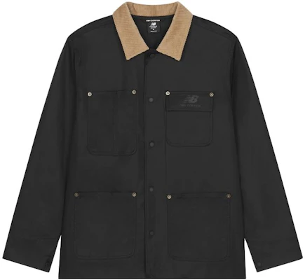 New Balance Black Retro Workwear Jacket with Multi-Pockets and Contrast Collar AMJ31321-BK Buy New Balance Black Retro Workwear Jacket with Multi-Pockets and Contrast Collar AMJ31321-BK