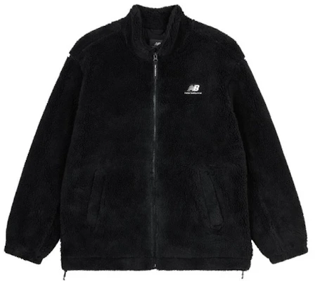 ニューバランス ブラック シェルパ フリース ジップアップ ジャケット ロゴデザイン MDD4N011-BK Buy ニューバランス ブラック シェルパ フリース ジップアップ ジャケット ロゴデザイン MDD4N011-BK