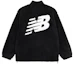 Lookbook ニューバランス ブラック シェルパ フリース ジップアップ ジャケット ロゴデザイン MDD4N011-BK