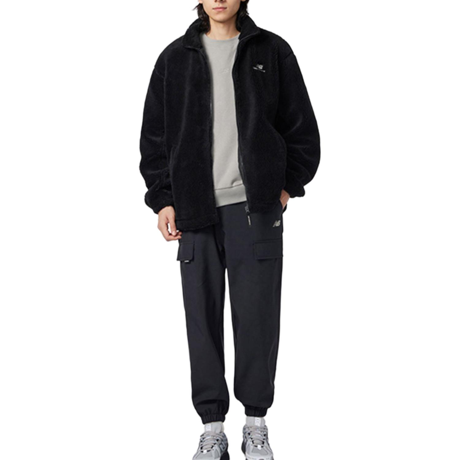 New Balance Black Sherpa Fleece Zip-Up Jacket with Letter Design MDD4N011-BK 圖 4