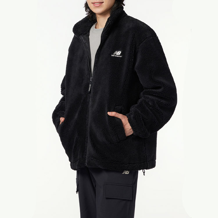 New Balance Black Sherpa Fleece Zip-Up Jacket with Letter Design MDD4N011-BK 圖 5