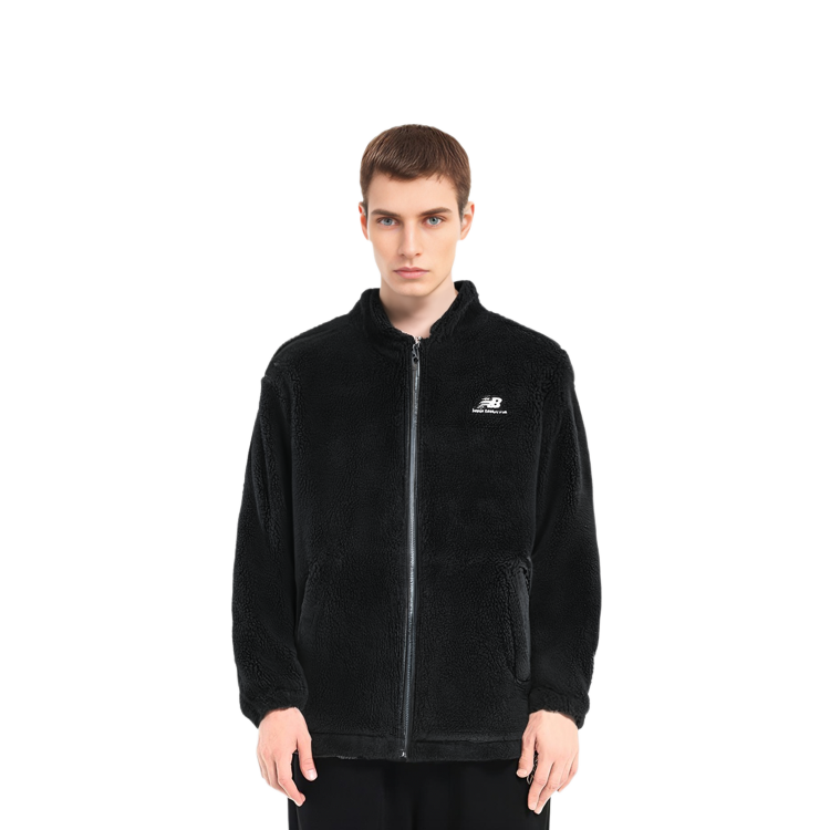 New Balance Black Sherpa Fleece Zip-Up Jacket with Letter Design MDD4N011-BK 圖 6