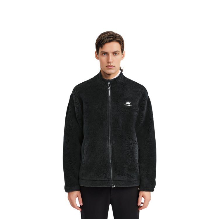 New Balance Black Sherpa Fleece Zip-Up Jacket with Letter Design MDD4N011-BK 圖 7