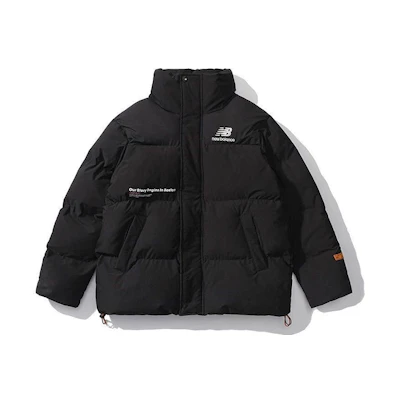 New Balance Black Short Down Jacket, Warm Stand Collar, Winter Unisex NPA44013-BK