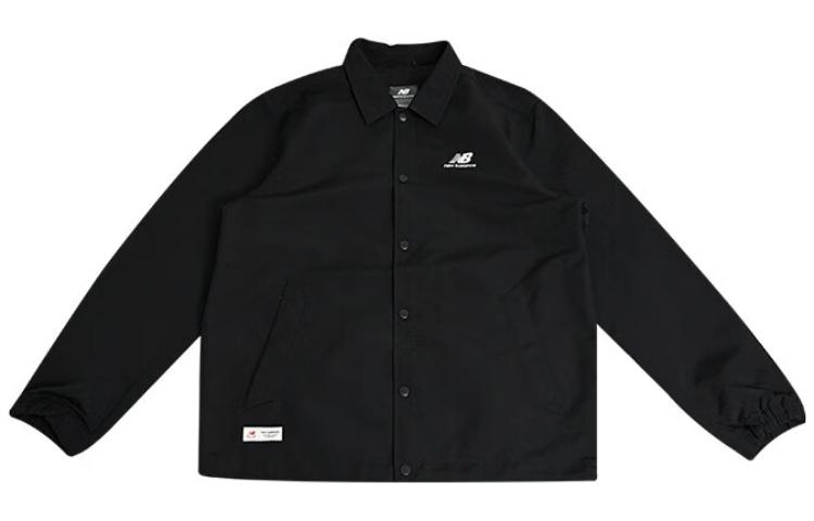New Balance Black Single-Breasted Letter Jacket Unisex Long Sleeve 5AD38111-BK