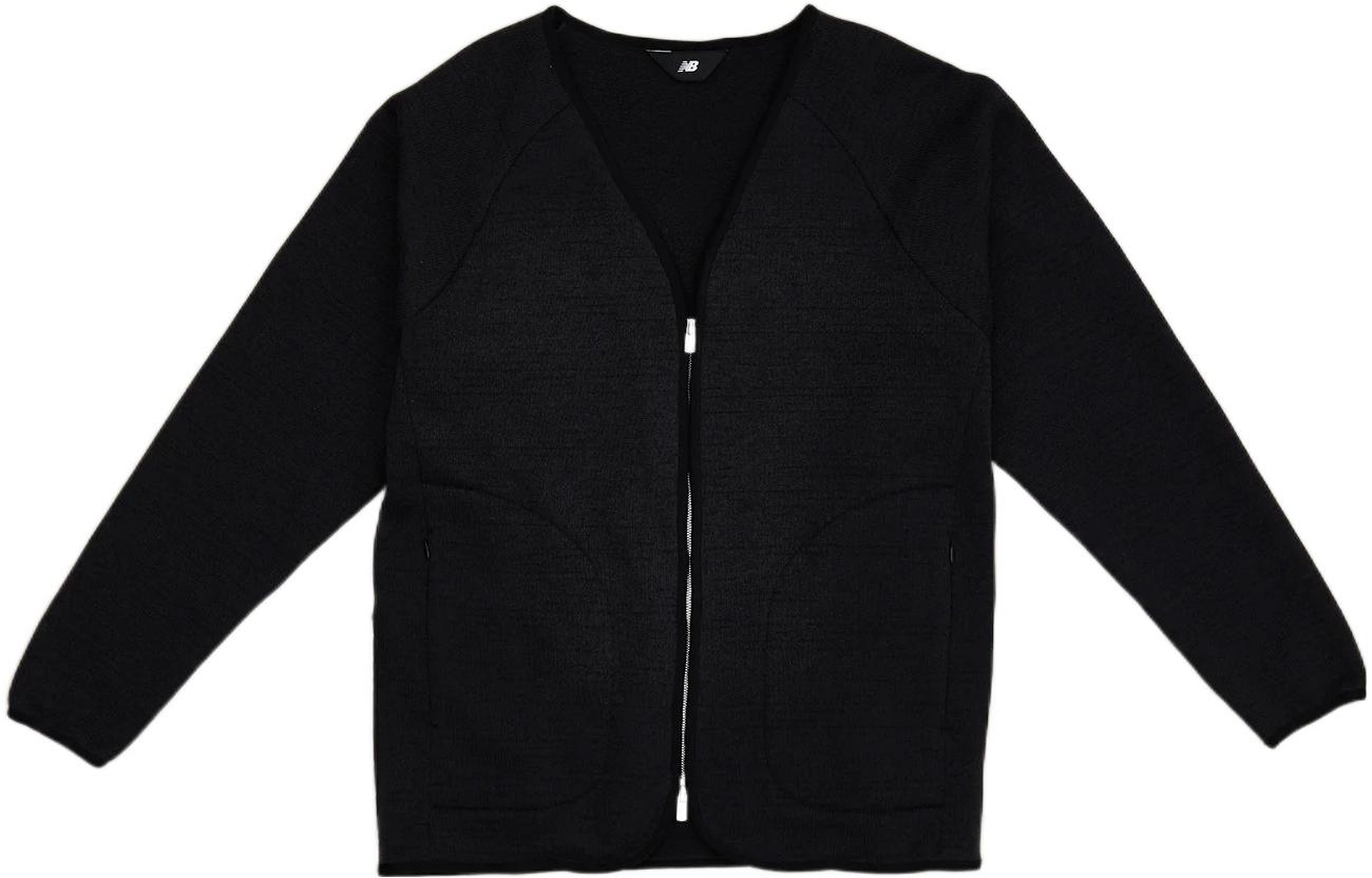 New Balance Black Solid Color Casual V-Neck Zip Jacket AMJ25006-BK