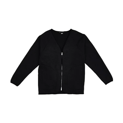 New Balance Black Solid Color Casual V-Neck Zip Jacket AMJ25006-BK