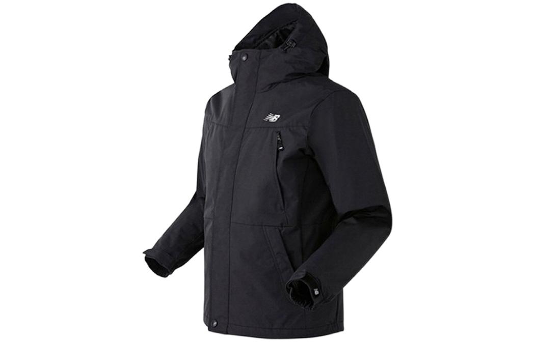 New Balance Black Solid Color Logo Print Hooded Zip Windbreaker Jacket NBNABB1113-19
