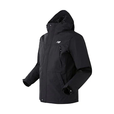 New Balance Black Solid Color Logo Print Hooded Zip Windbreaker Jacket NBNABB1113-19