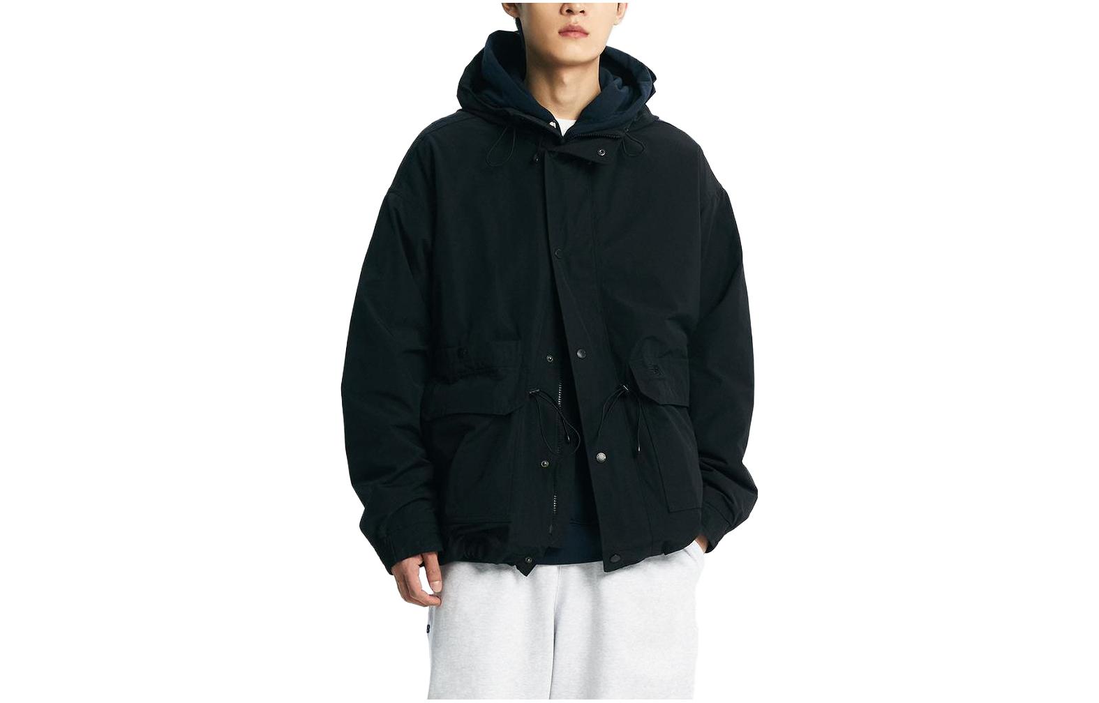 New Balance Black Solid Color Oversized Hooded Jacket NBNQD41923-19