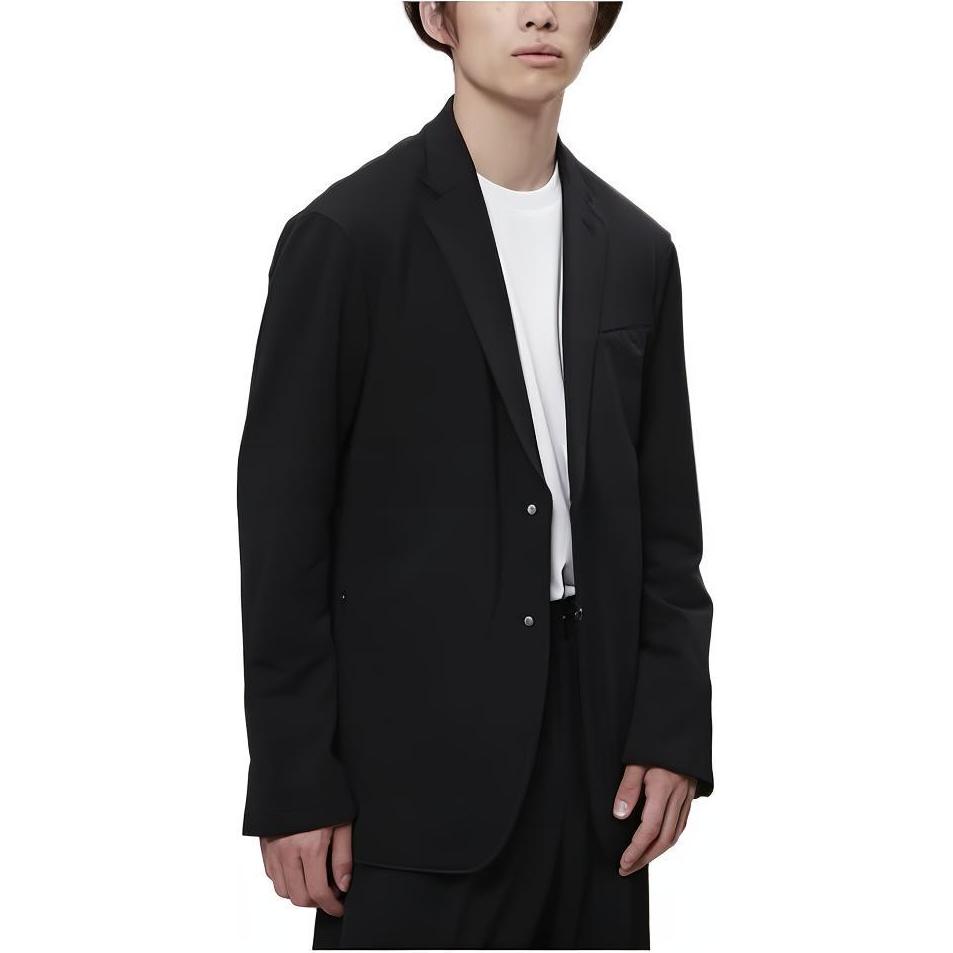 New Balance Black Solid Color Polo Blazer-Style Long Sleeve Jacket AMJ25003-BK