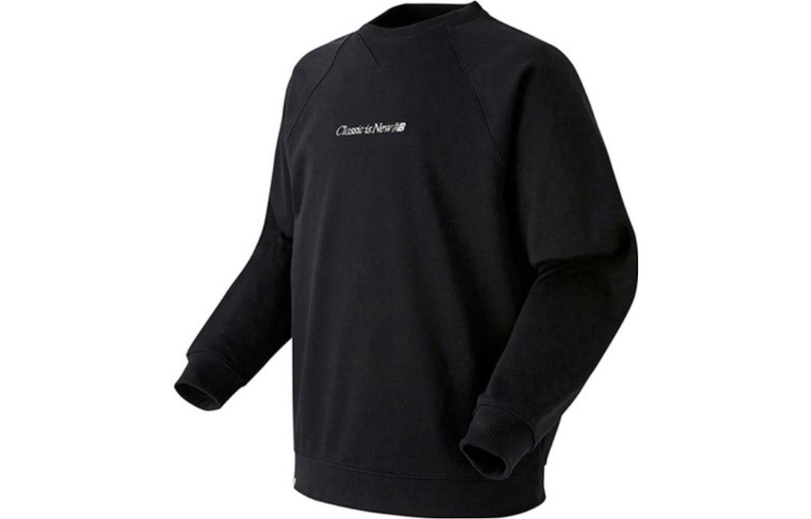 New Balance Black Solid Color Raglan Letter Print Sweatshirt nbncb13053-19