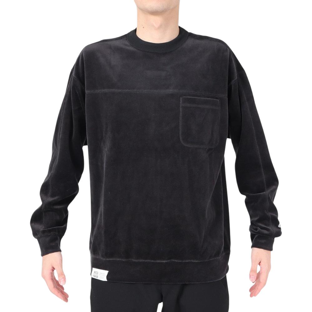 New Balance Black Solid Crewneck Pullover Sweatshirt AMT25076-BK