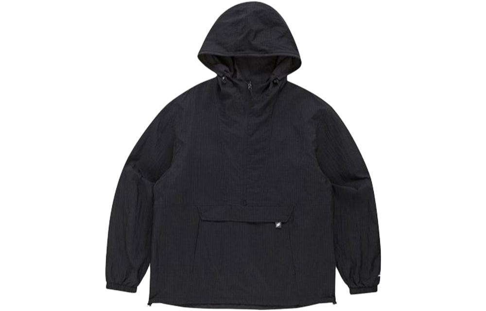 New Balance Black Solid Half-Zip Hoodie with Letter Print NBNAC12023-19