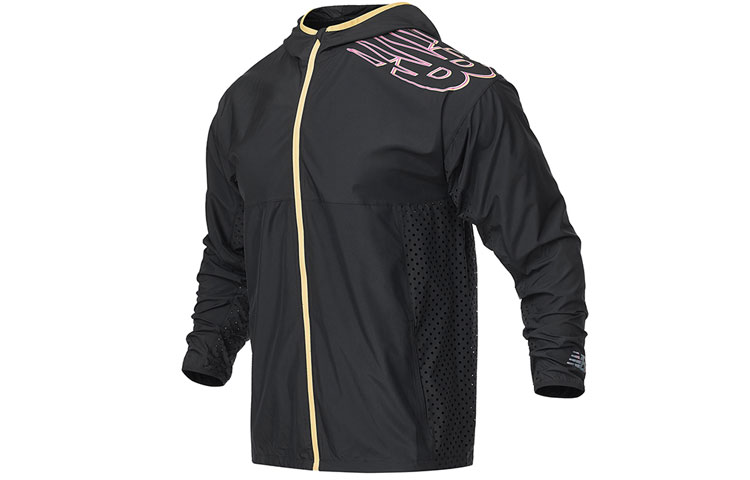 New Balance Black Solid Letter Print Casual Sports Jacket MJ21247-BK