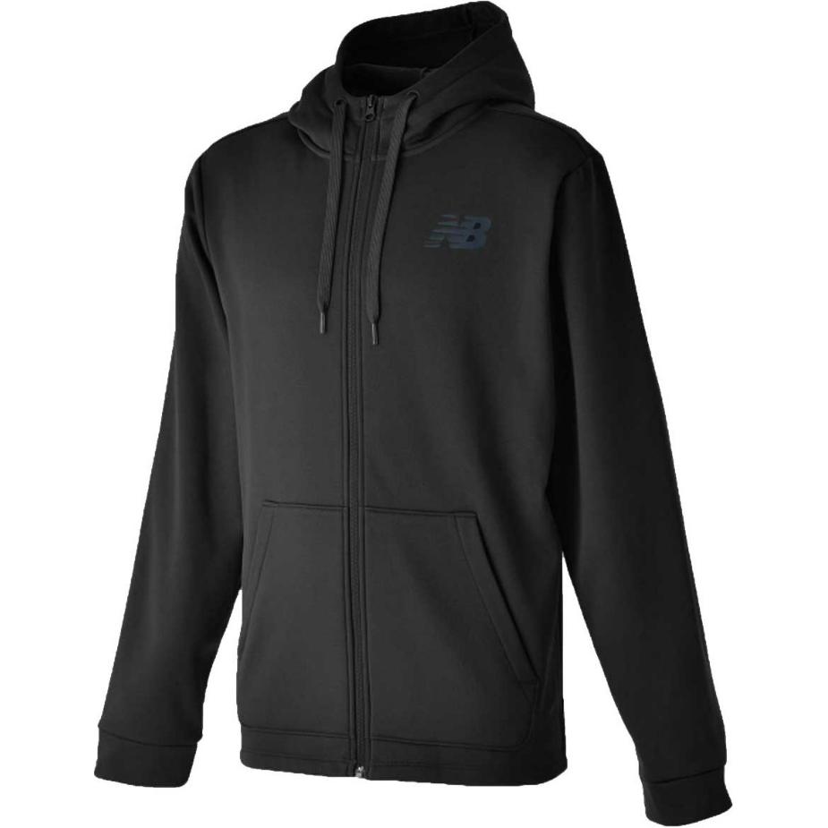 New Balance Black Solid Logo Print Zip-Up Hooded Jacket AMJ23020-BK