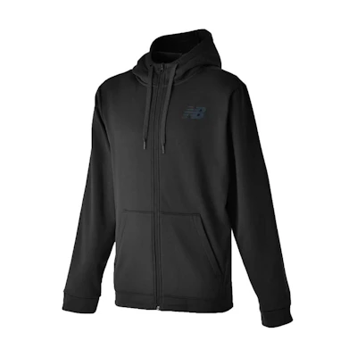 New Balance Black Solid Logo Print Zip-Up Hooded Jacket AMJ23020-BK