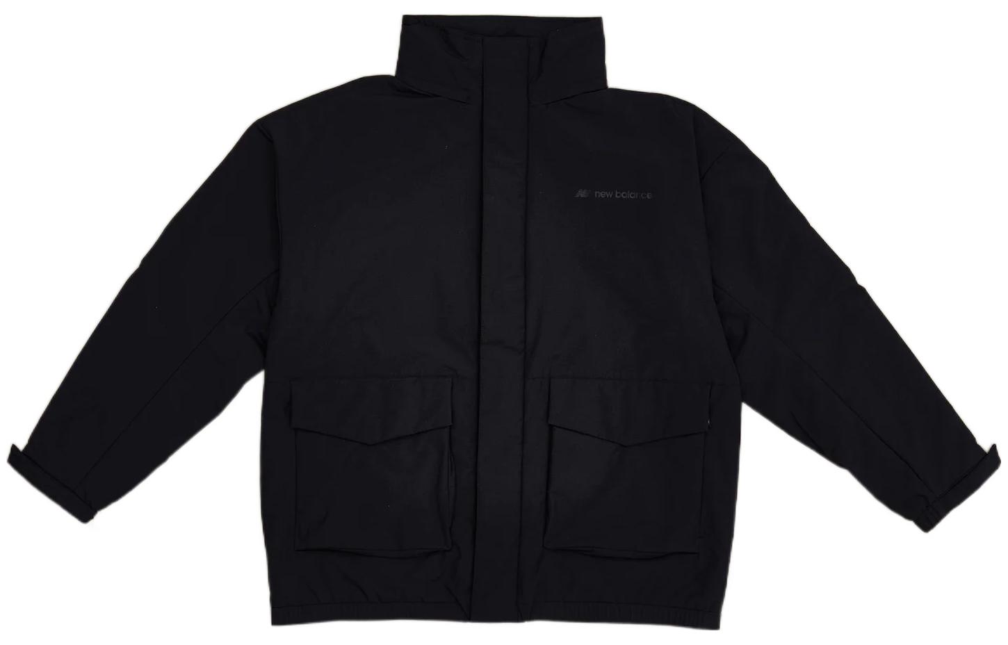 New Balance Black Solid Pocket Casual Stand-Collar Jacket AMJ25008-BK