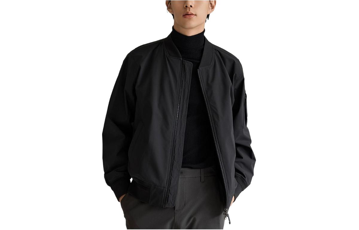 New Balance Black Solid Zip Baseball Collar Jacket NBNAE12233-19