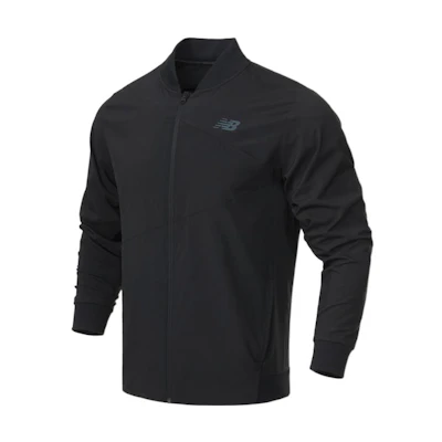 New Balance Black Solid Zip Casual Woven Jacket AMJ21010-BK