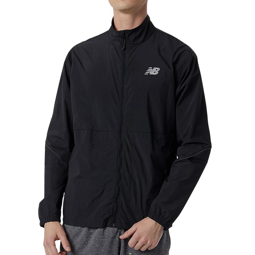 New Balance Black Stand Collar Jacket with Logo Print MJ21264-BK