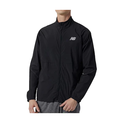 New Balance Black Stand Collar Jacket with Logo Print MJ21264-BK