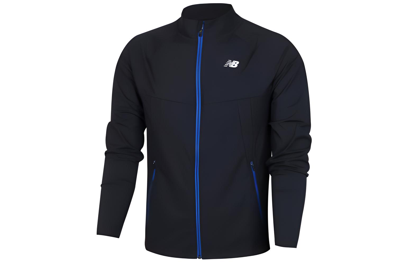 New Balance Black Stand Collar Logo Print Long Sleeve Jacket NBMDA26031-19