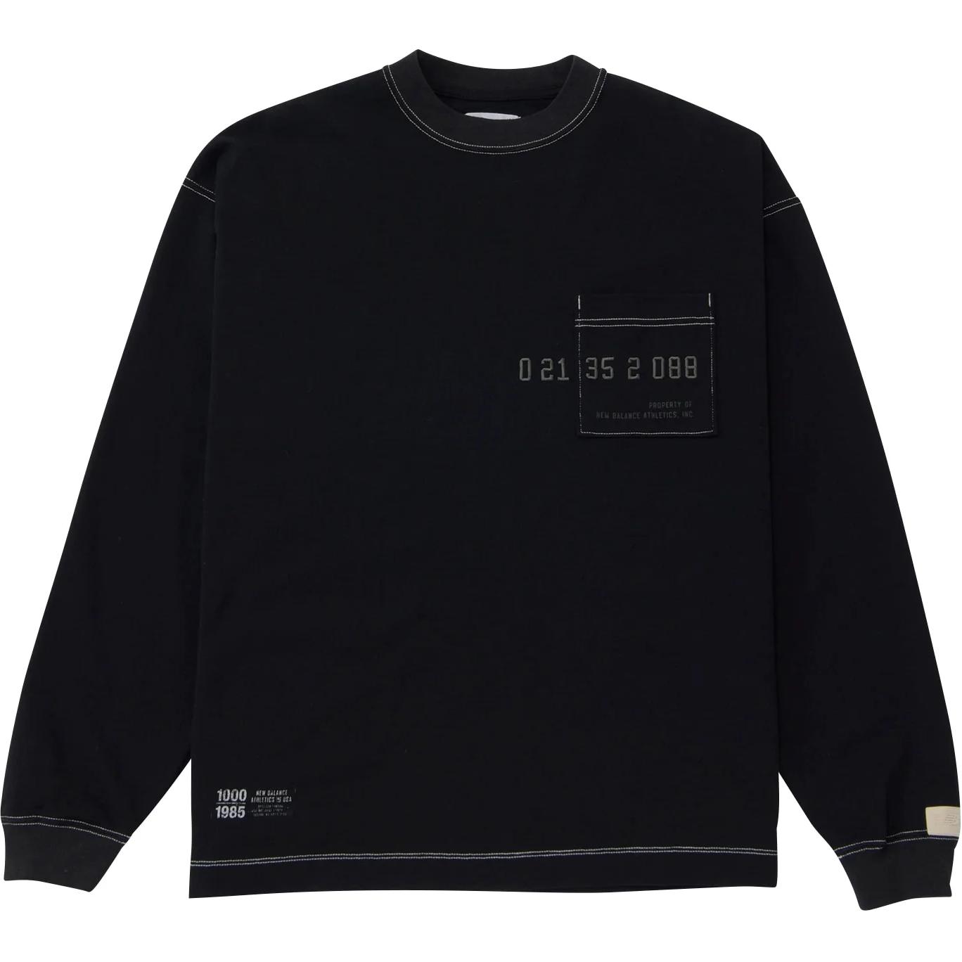 New Balance Black Striped Letter Print Crewneck Sweatshirt AMT35104-BK