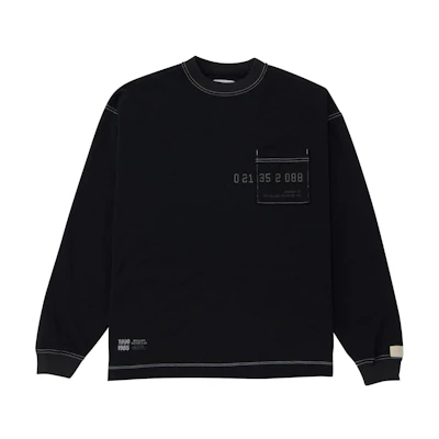 New Balance Black Striped Letter Print Crewneck Sweatshirt AMT35104-BK