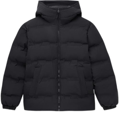 new-balance-black-unisex-down-jacket-with-solid-color-zipper-hoodie-amj-24375-bk