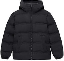 New Balance Black Unisex Down Jacket with Solid Color Zipper Hoodie. AMJ24375-BK New Balance Black Unisex Down Jacket with Solid Color Zipper Hoodie. AMJ24375-BK