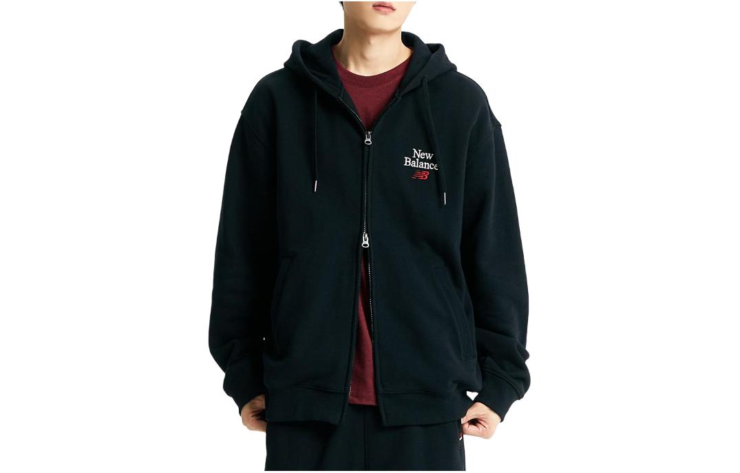 New Balance Black Unisex Solid Letter Zip Hoodie NBMDDBA063-19