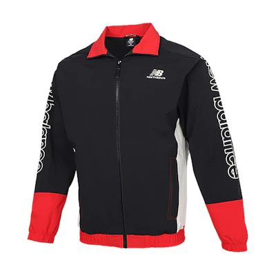 New Balance Black Windproof Colorblock Jacket with Logo Print AMJ11333-BK