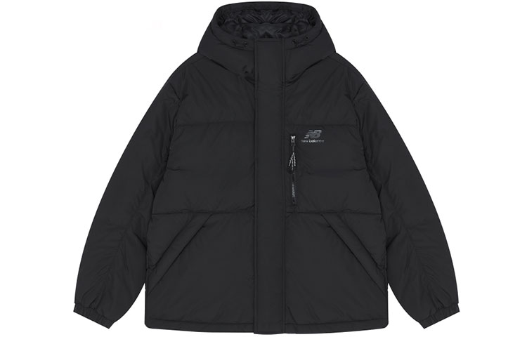 Order New Balance Black Winter Hooded Down Jacket with Pockets. AMJ13333-BK