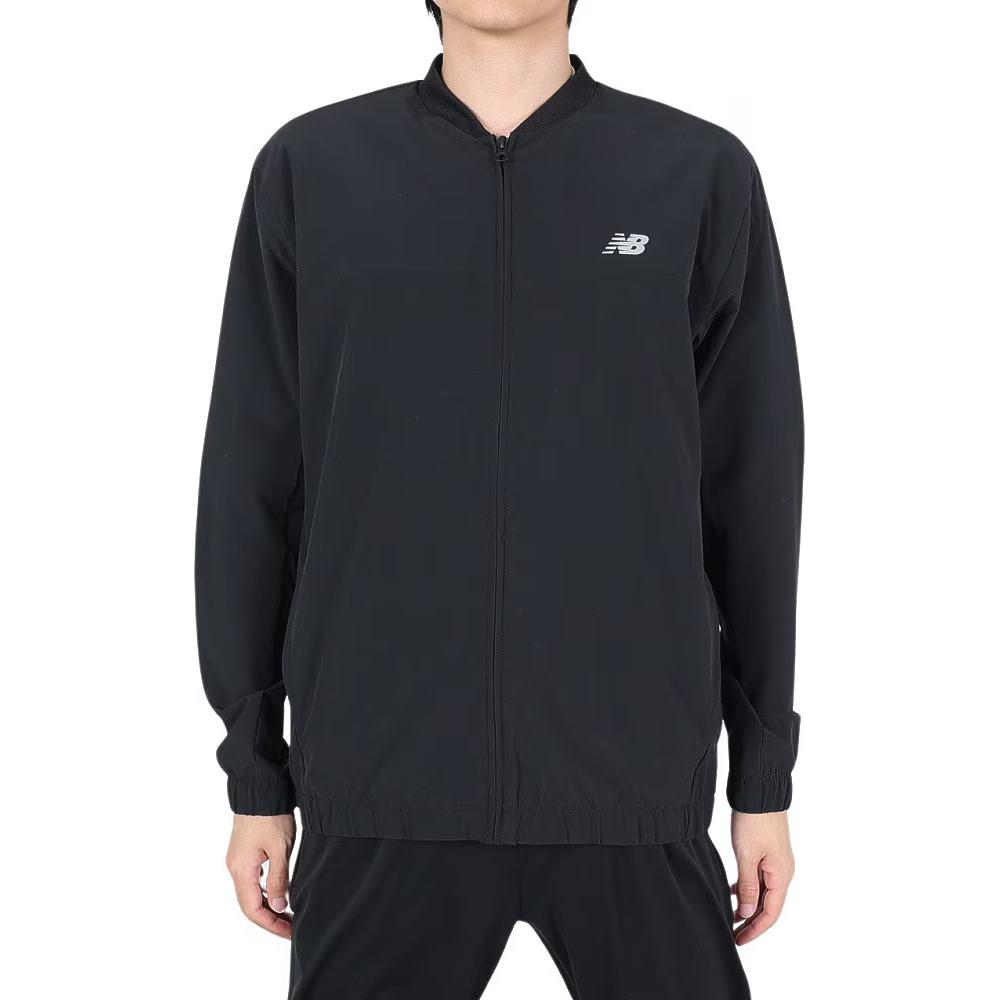 New Balance Black Zip-Up Baseball Collar Logo Jacket MJ41017BK