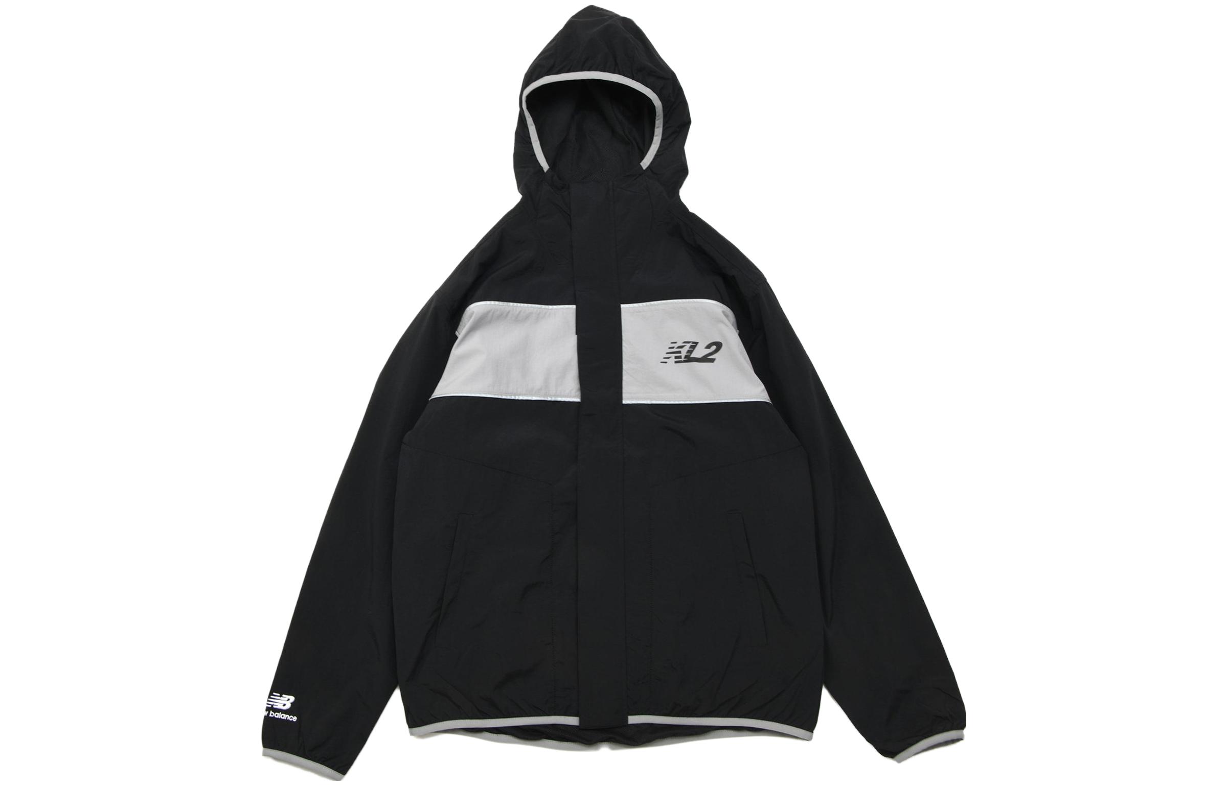New Balance Black Zip-Up Hoodie Jacket with Colorblock Details MJ23591-BK