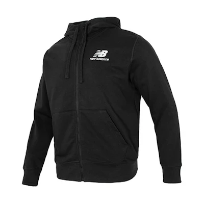 New Balance Black Zip-Up Hoodie with Solid Letter Logo Design MJ31536-BK