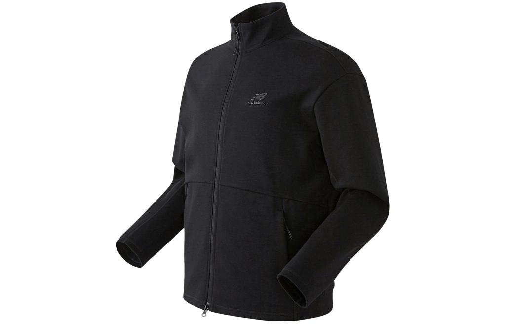New Balance Black Zip-Up Logo Jacket - Loose Fit Long Sleeve NBMDC21023-19
