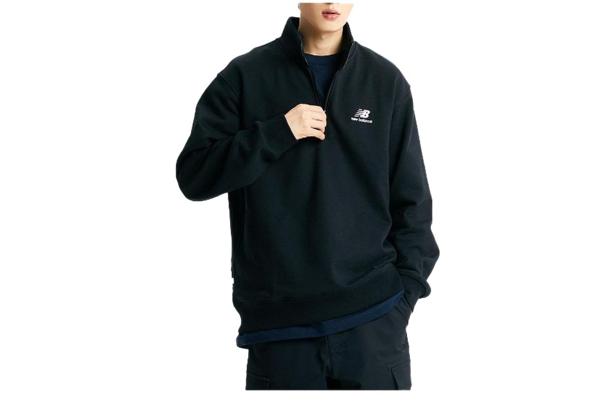 New Balance Black Zip-Up Logo Printed High-Collar Sweatshirt NBNCD42933-19