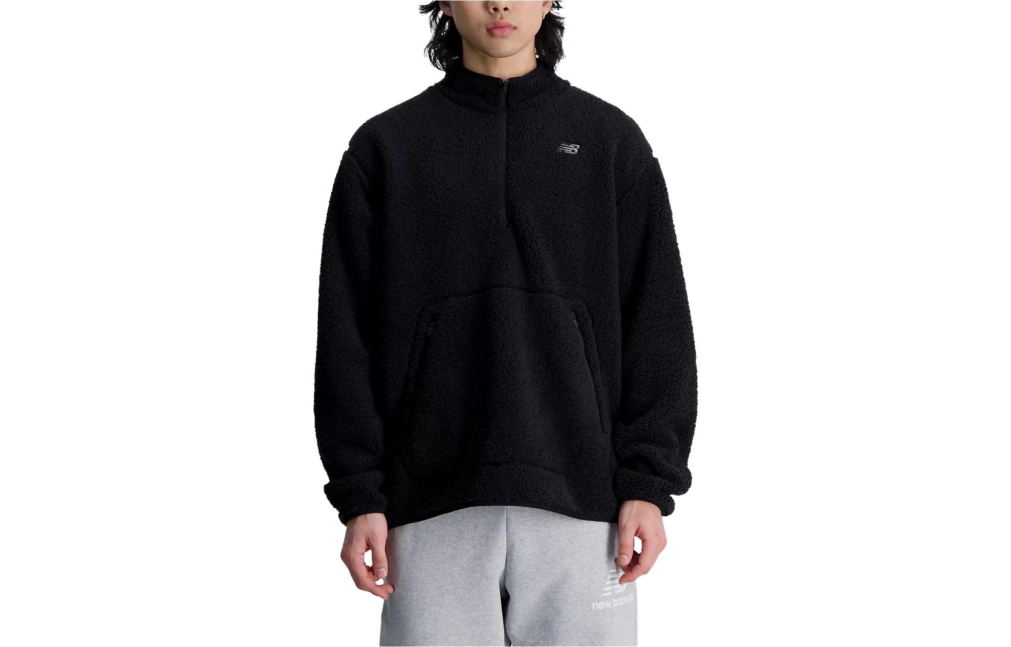 New Balance Black Zip-Up Stand Collar Loose-Fit Jacket MT33067-BK