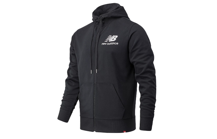 New Balance Black Zip Hoodie with Solid Letter Print MJ03558-BK