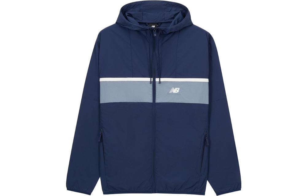 New Balance Blue Colorblock Logo Embroidered Hooded Jacket MJ31500-AGY