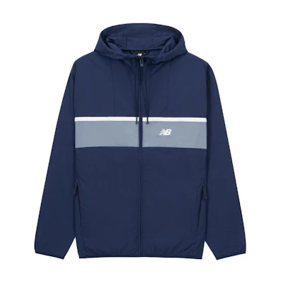 New Balance Blue Colorblock Logo Embroidered Hooded Jacket MJ31500-AGY