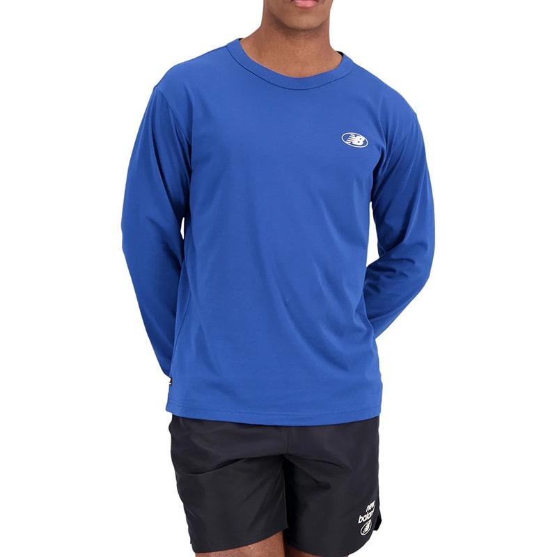 New Balance Blue Crewneck Logo Print Long-Sleeve Sweatshirt MT31516A-TE