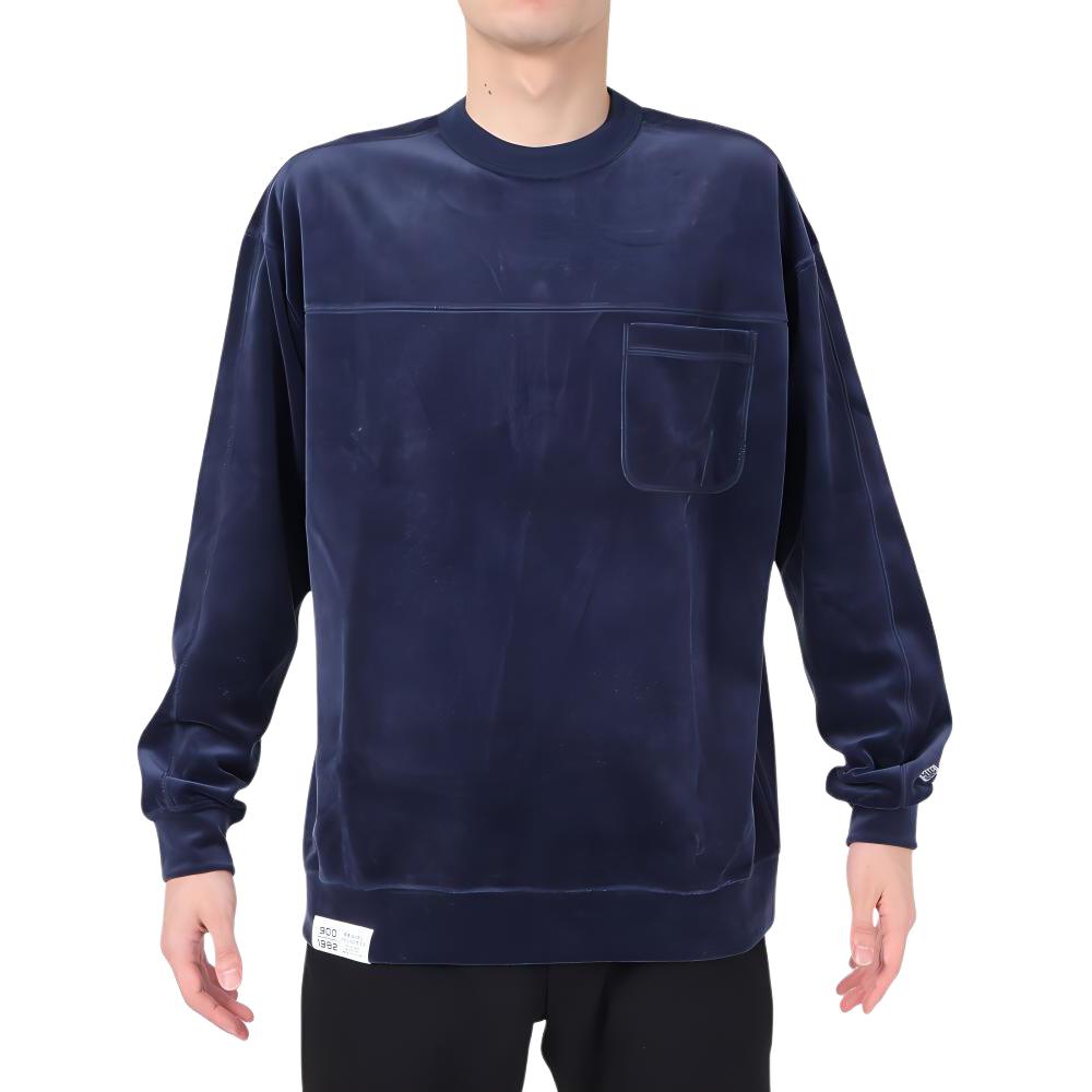 New Balance Blue Crewneck Striped Loose Fit Long Sleeve Sweatshirt AMT25076-PGM